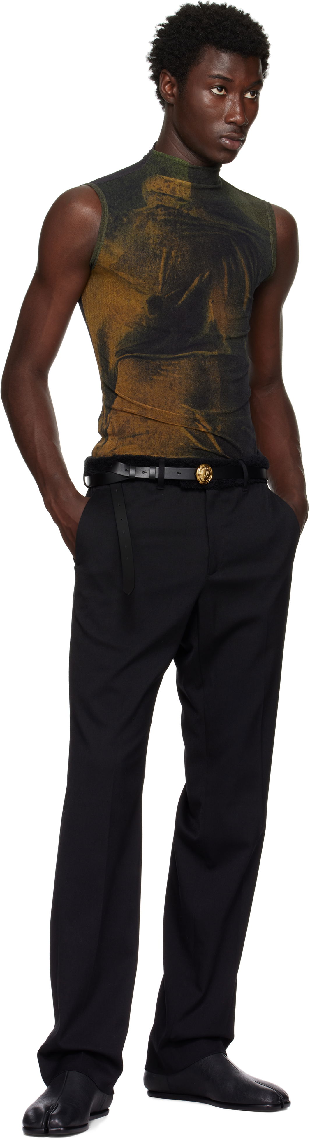 Bælter Jean Paul Gaultier Jean Paul Gaultier Leather Belt with Gold Buckle Sort | 25/03-W-AC007-L037-00, 1