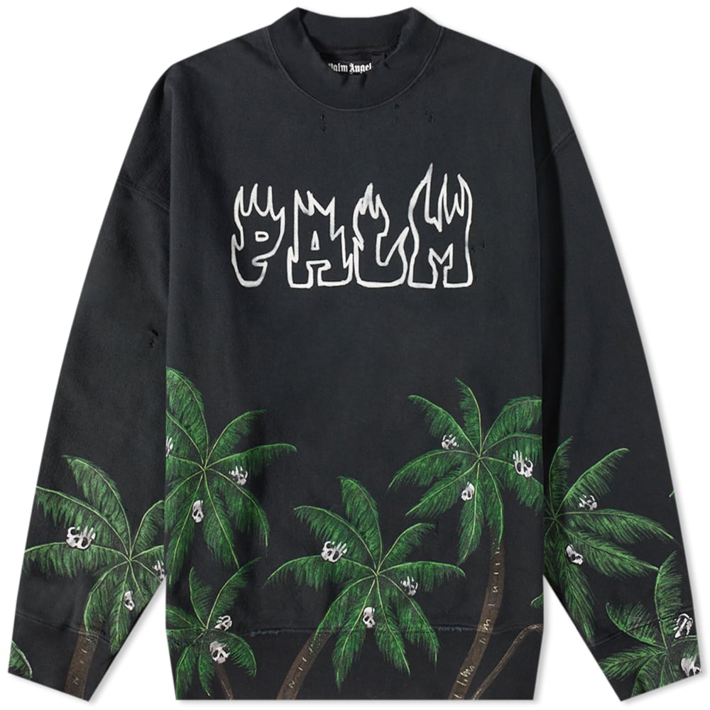Sweatshirt Palm Angels Palms & Skulls Vintage Crew Sweat Sort | PMBA065S23FLE0061055, 0
