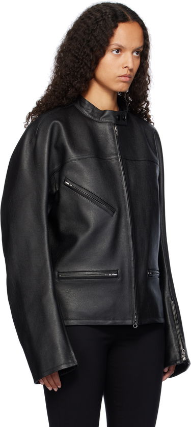 Jakke Courrèges Racer Buckle Leather Jacket Sort | 324LBL205CV0016, 1