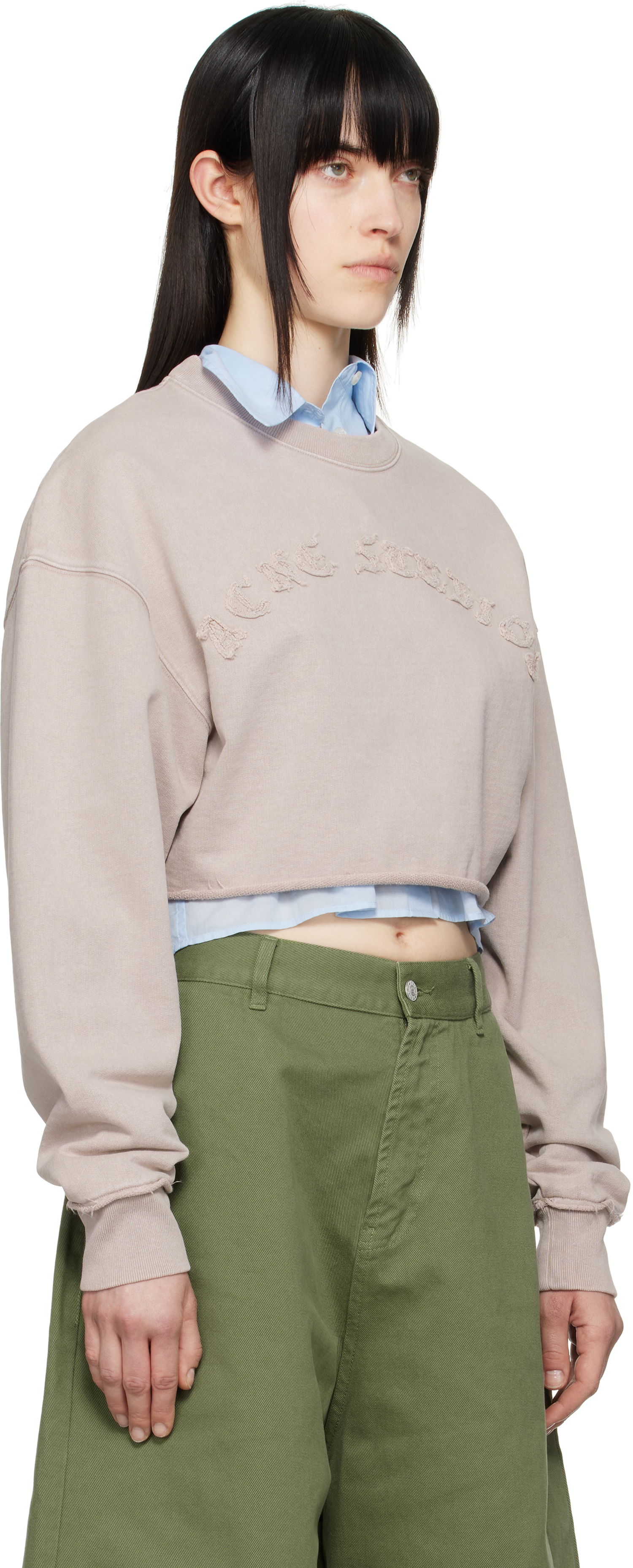 Sweater Acne Studios Acne Studios Cropped Logo Sweatshirt Lyserød | AI0158-, 1