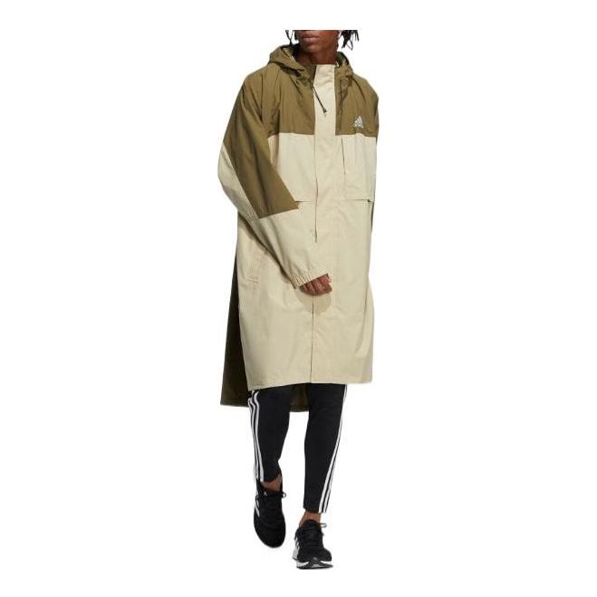 Regnfrakke adidas Originals Colorblock Mid-Length Hooded Windbreaker Beige | HD0047