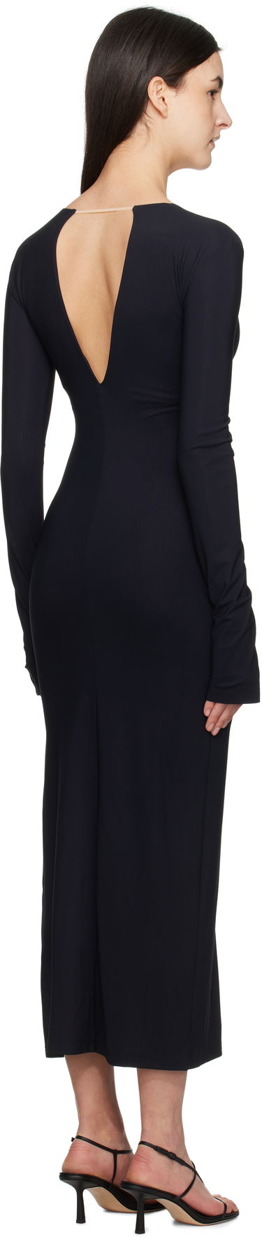 Kjole Maison Margiela MM6 Maison Margiela Jersey Plunge Maxi Dress Mørkeblå | S52DG0026 S20518, 2