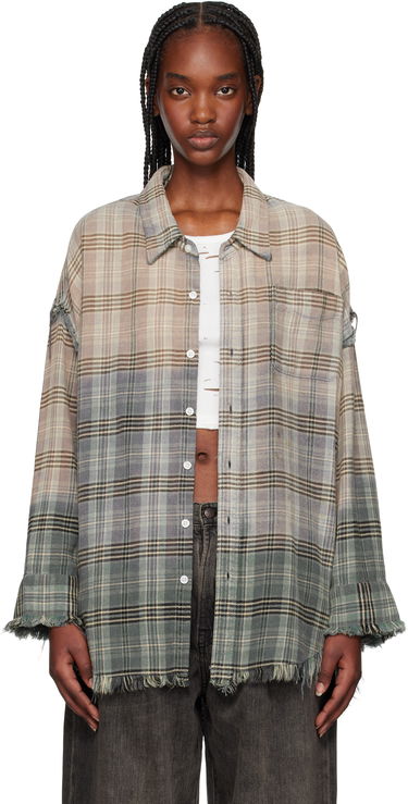 Skjorte R13 R13 Shredded Seam Drop Neck Plaid Shirt Flerfarvet | R13WR075-R458B, 0