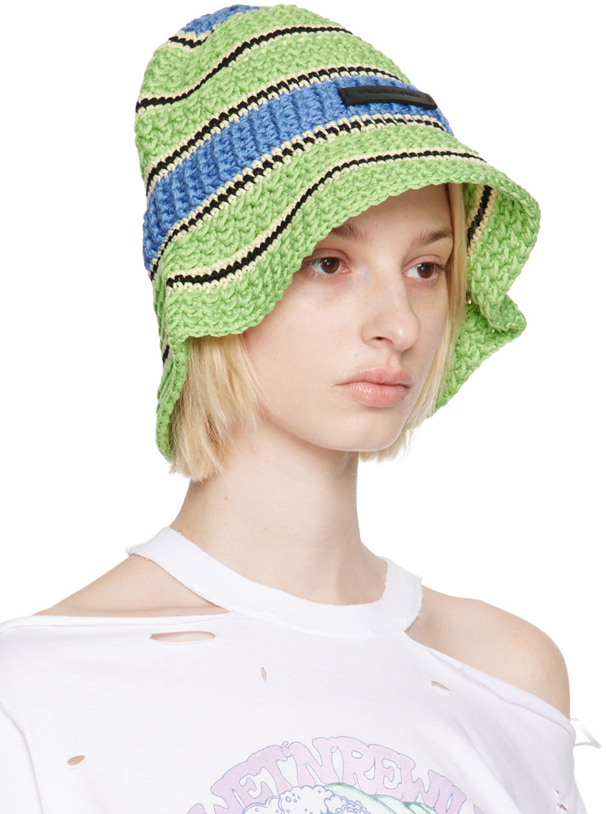 Hat Stella McCartney Stella McCartney Striped Bucket Hat Grøn | 7V0043WP0164, 1