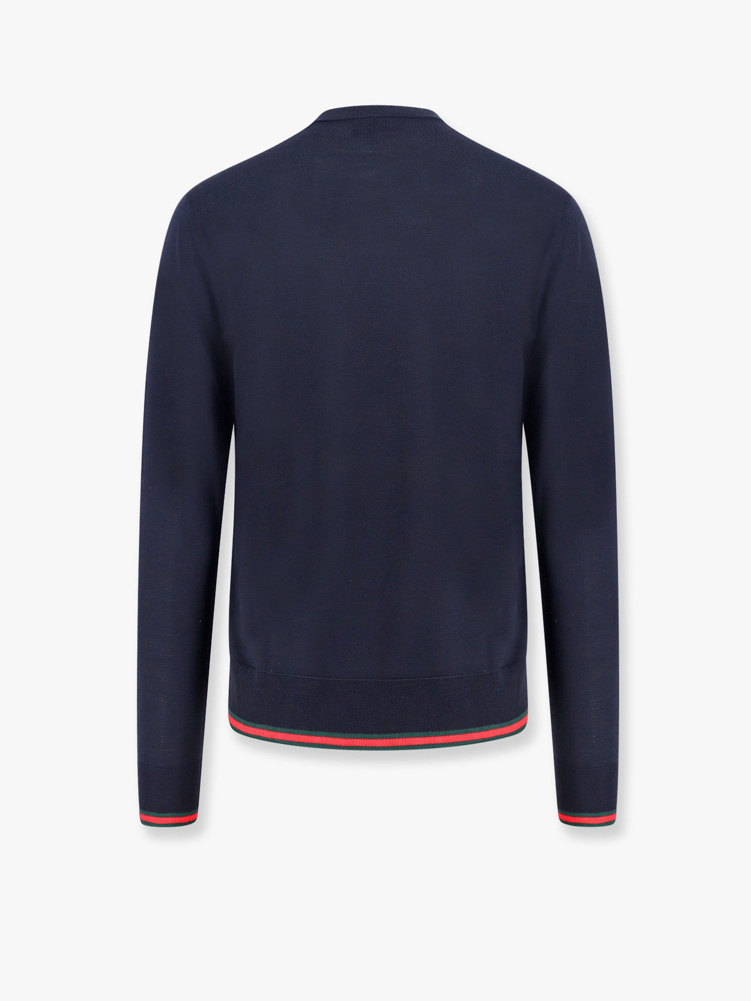 Sweater Gucci Navy Blue Sweater With Red And Green Trim Mørkeblå | 814531XKEJ14060, 1
