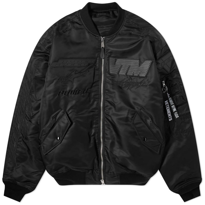 Bomberjakke VETEMENTS Blackout Racing Bomber Jacket Sort | UE64JA920B