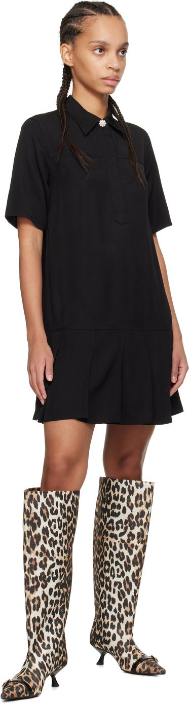 Kjole GANNI GANNI Viscose Twill Mini Dress Sort | W0083, 3