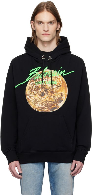 Sweatshirt Balmain Balmain Universe Logo and Planet Print Hoodie Sort | EH0JT047GE78, 0