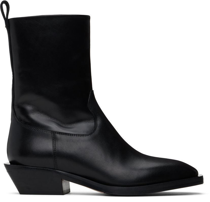 Tøj Aeyde Aeyde Luis Leather Cowboy Ankle Boots Sort | A11-AB-LISS35BL-0122-800-001