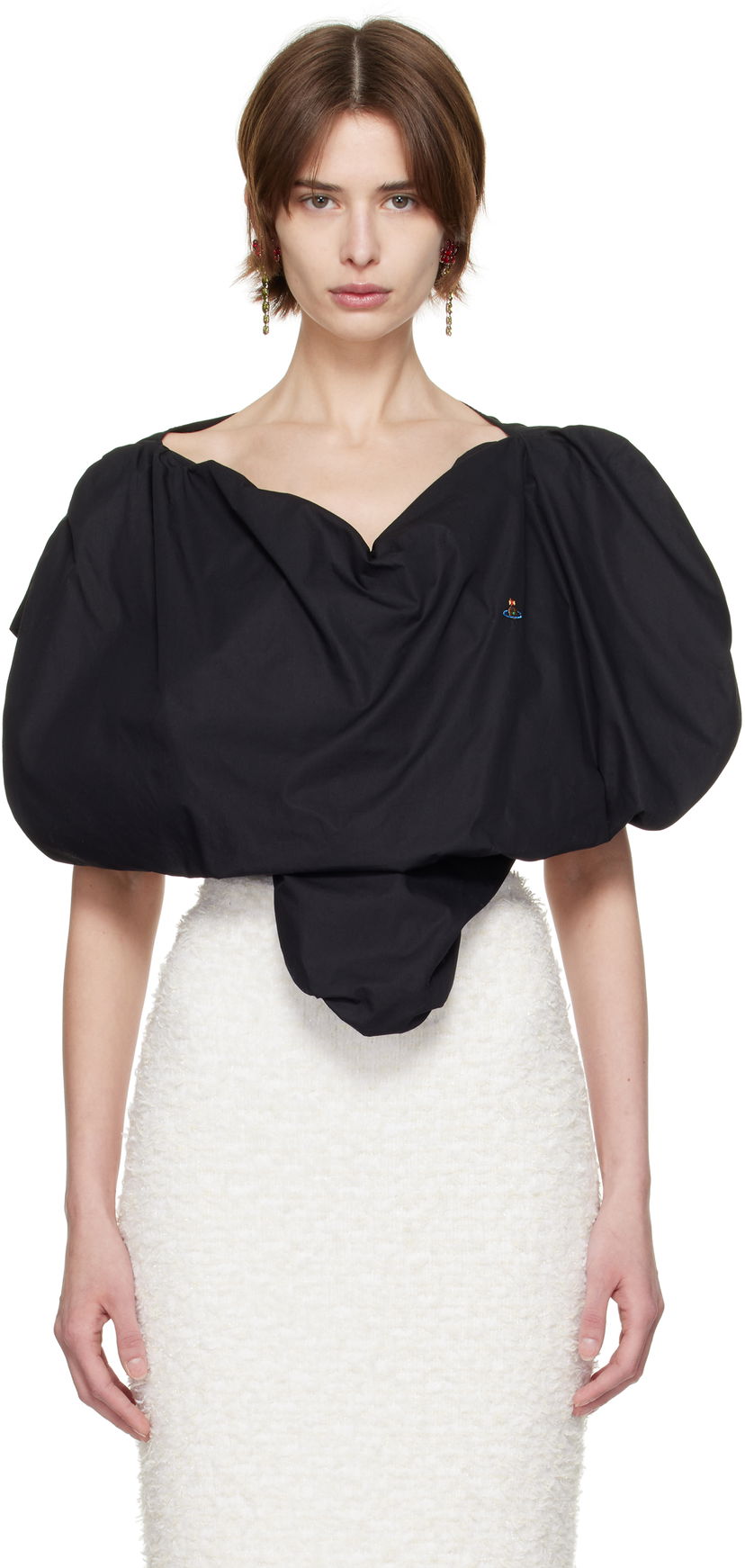 Skjorte Vivienne Westwood Vivienne Westwood Heart Puff Sleeve Blouse Sort | 1505000J-W009Q-