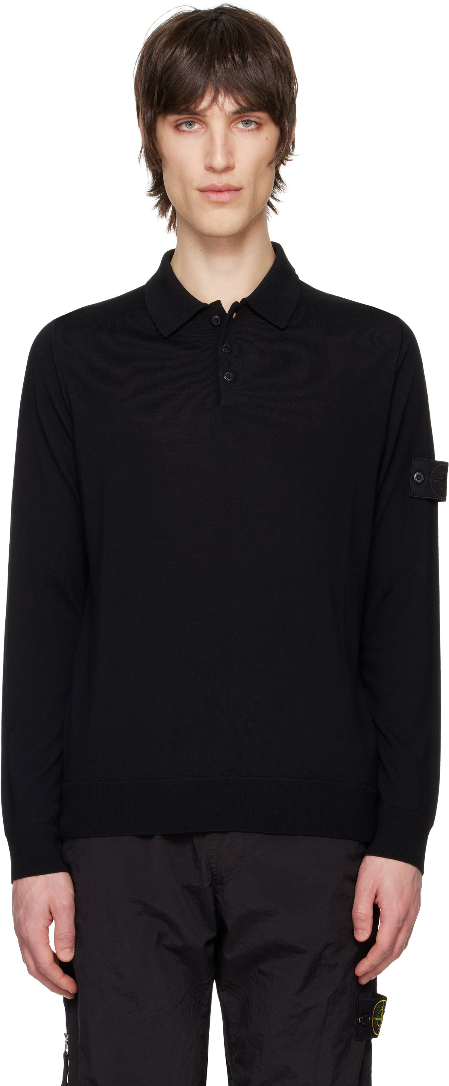 Sweater Stone Island Stone Island Pure Wool Long Sleeve Polo Sort | K1S15 5100071 S00FC, 0