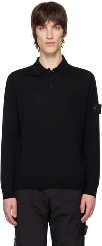 Stone Island Pure Wool Long Sleeve Polo