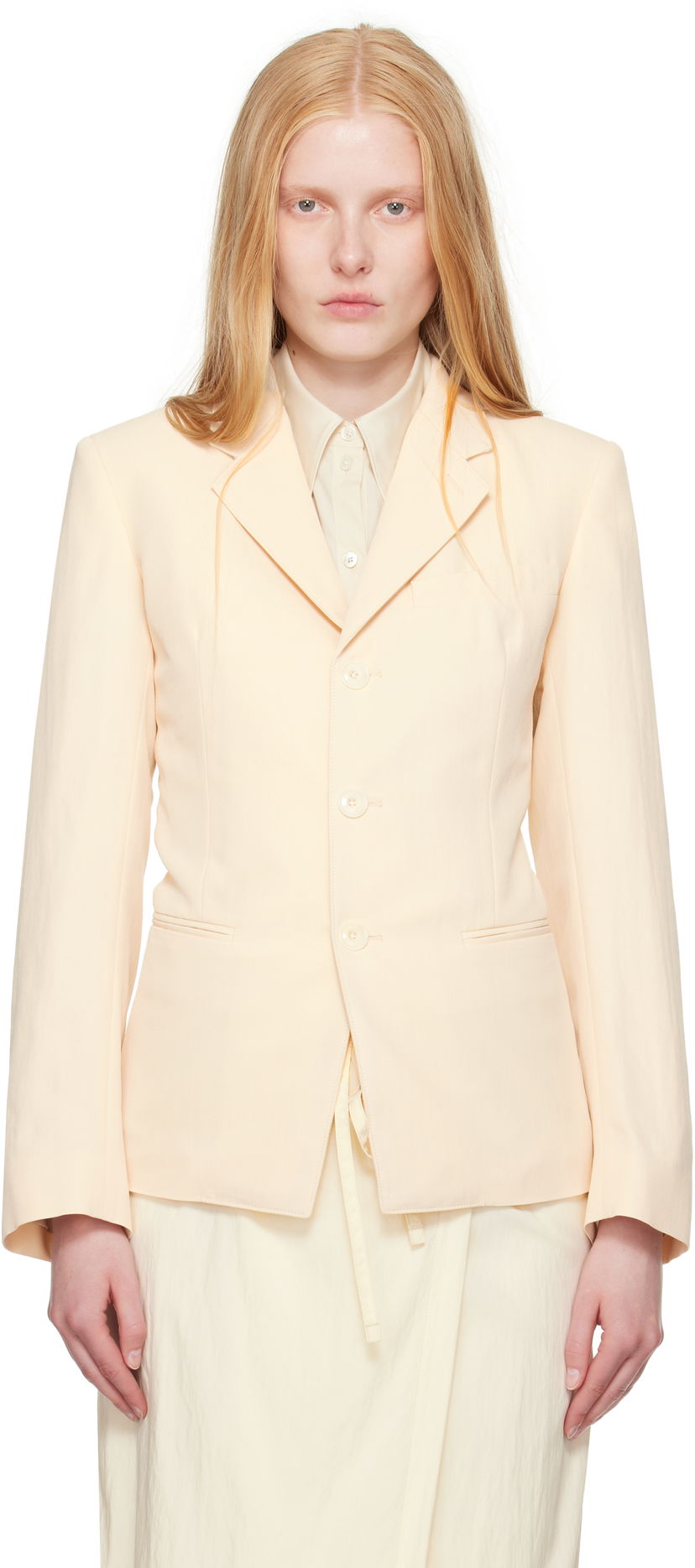 Jakke LEMAIRE Lemaire Single-Breasted Fitted Blazer Beige | JA1071 LF1362