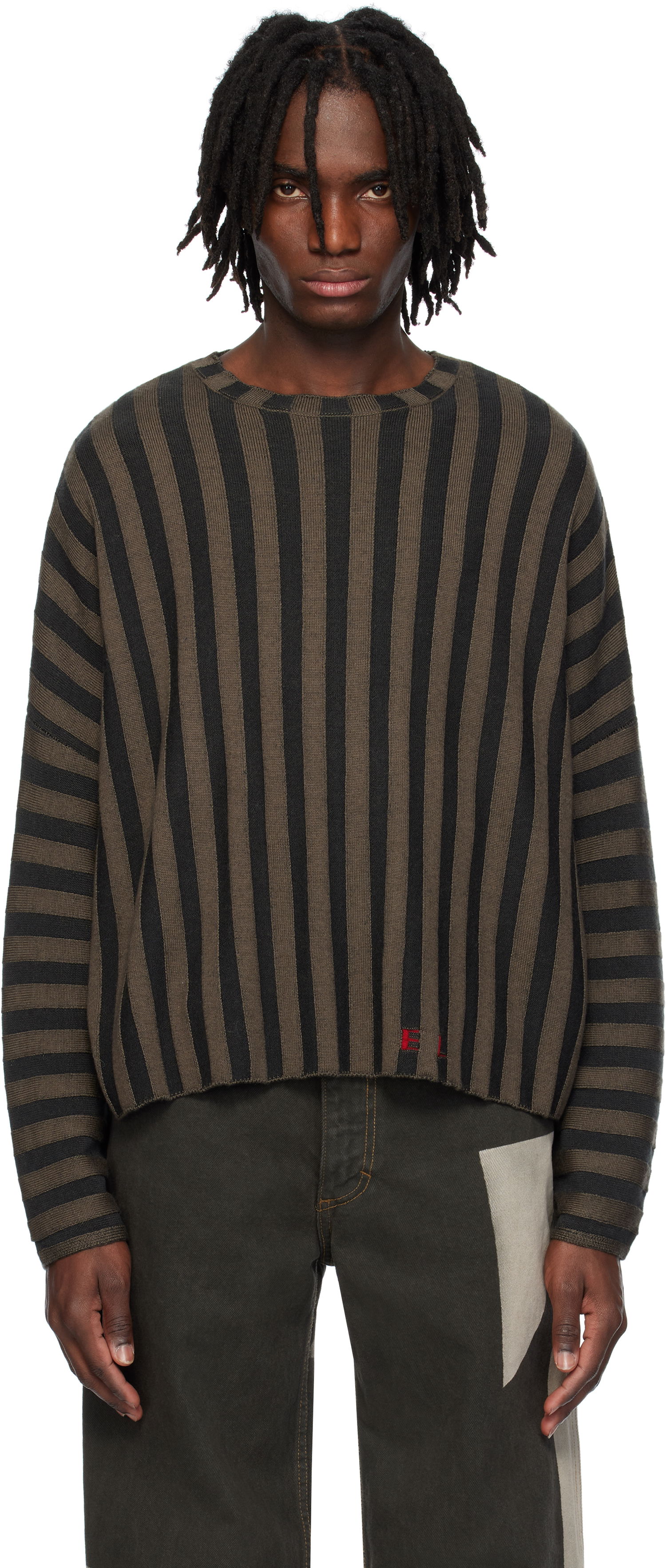 Sweater Eckhaus Latta Eckhaus Latta Striped Knit Sweater Brun | 8026-EL-PS25-B - BOG, 0