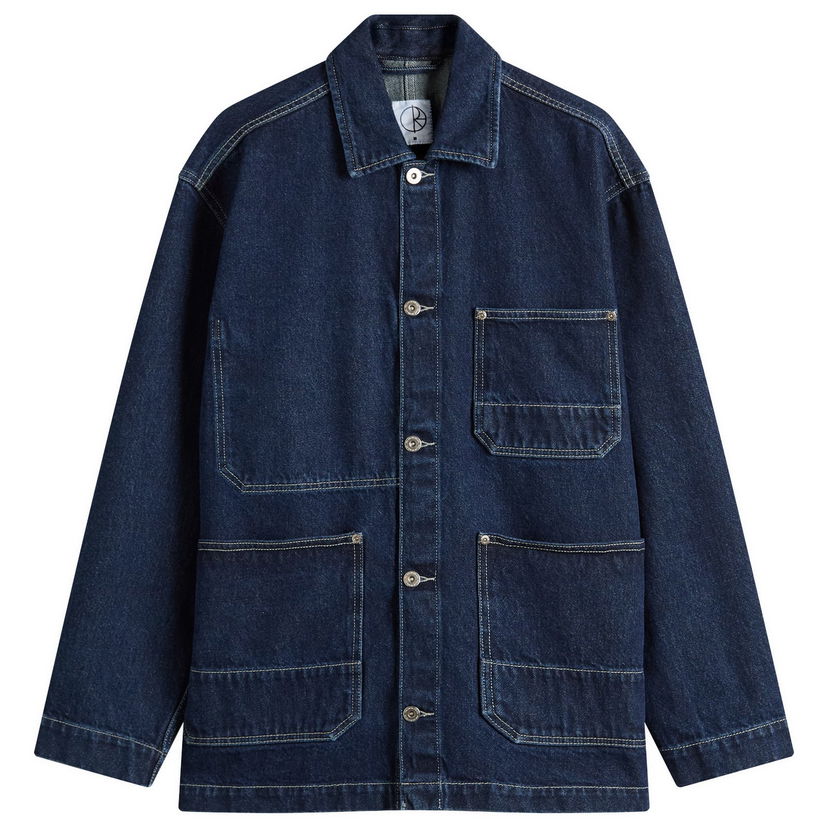 Jakke Polar Skate Co. Polar Skate Co. Ezra Denim Jacket, Size Large Blå | PSC-SU25-38-IND