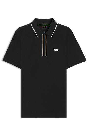 Polo skjorte BOSS Slim-Fit Quick-Dry Stretch Cotton Polo Shirt Sort | 50544450