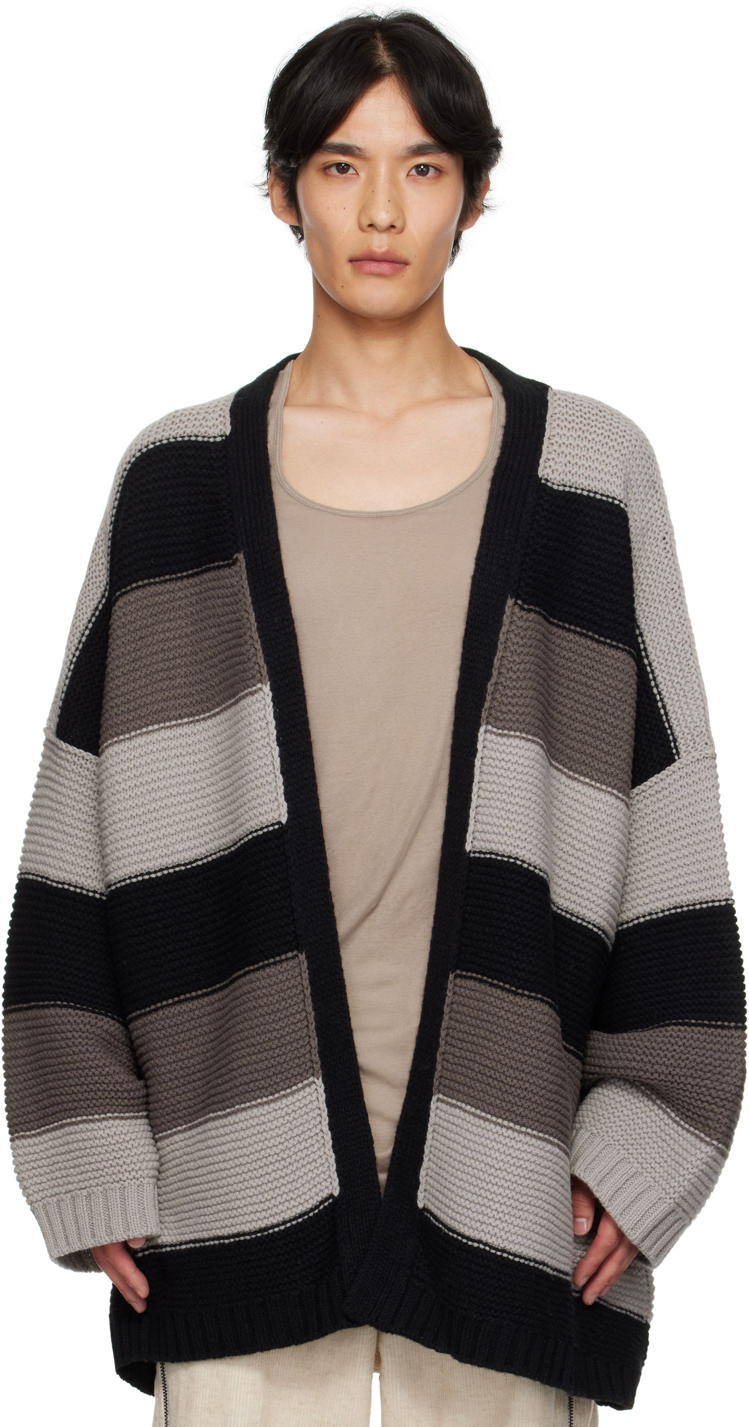 Sweater Rick Owens Rick Owens Concordians Pitti Striped Knit Cardigan Flerfarvet | RU02E1685 KWV, 0
