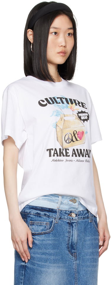 T-shirt Moschino Moschino Jeans 'Culture Take Away' Graphic T-Shirt Hvid | 242K10708, 1