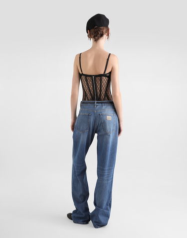 Skjorte Dolce & Gabbana Dolce & Gabbana Mesh Tulle Corset Top Sort | F7AG8TFLSK8N0000, 2