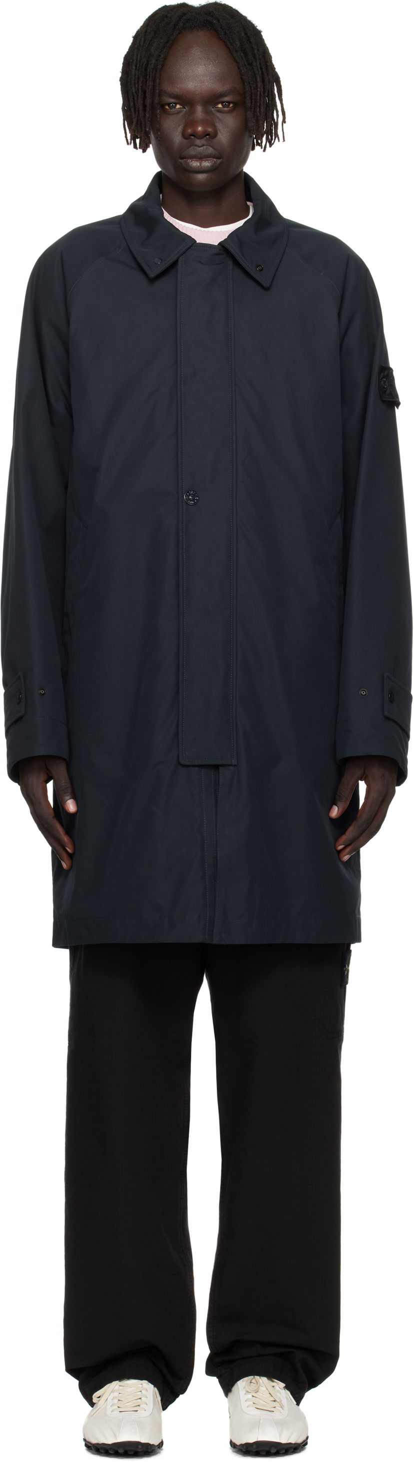 Frakker Stone Island Weatherproof Cotton Canvas Long Coat Mørkeblå | K2S15 7100018 S00F1