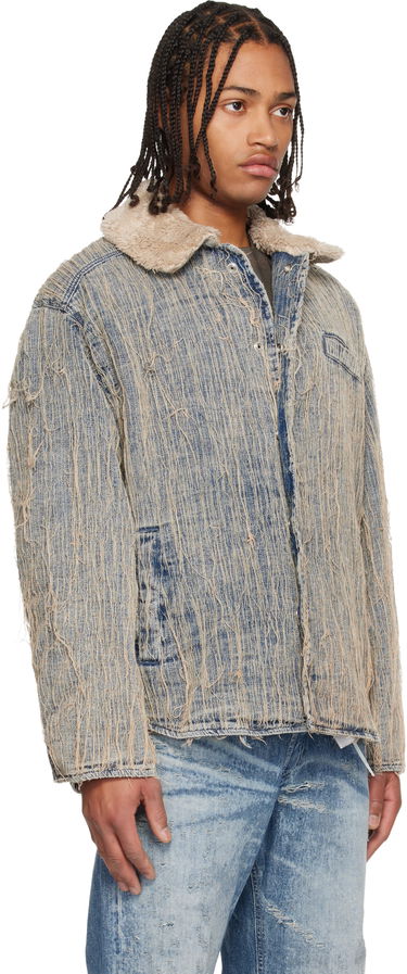 Jakke Diesel Shredded Denim Jacket with Sherpa Collar D-Ivar-S Flerfarvet | A19276-0CMBZ-01, 1