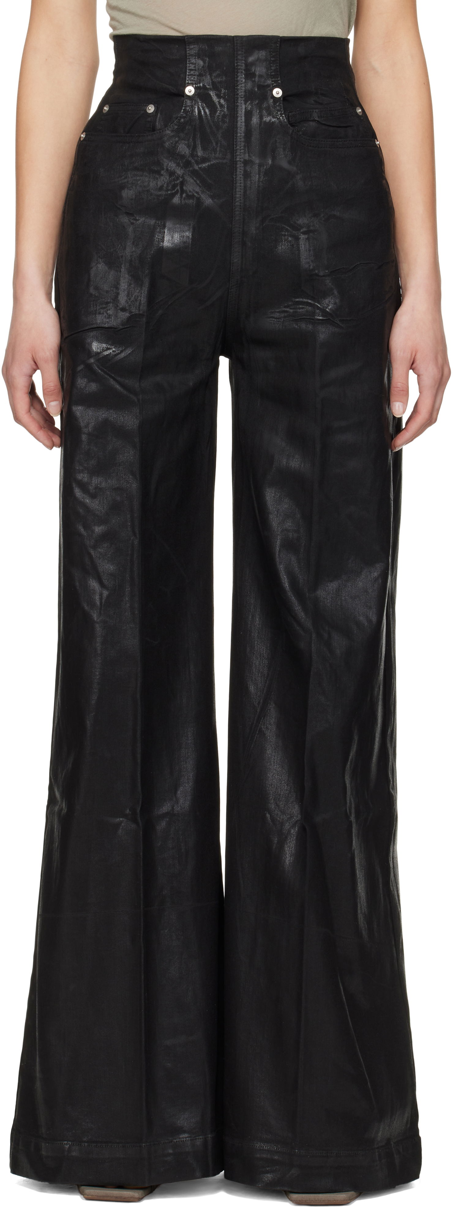 Bukser Rick Owens Rick Owens DRKSHDW Hollywood Dirt Cooper Flare Jeans Sort | DS01E3303 SCF, 0