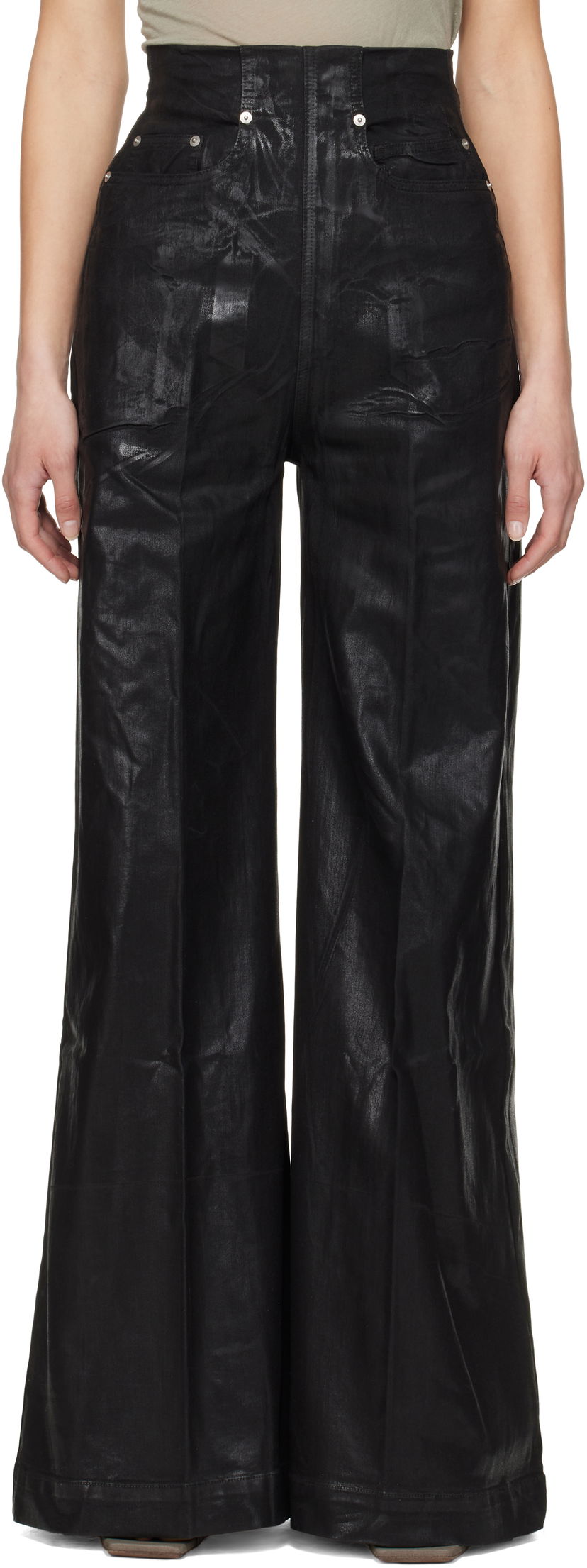 Bukser Rick Owens Rick Owens DRKSHDW Hollywood Dirt Cooper Flare Jeans Sort | DS01E3303 SCF