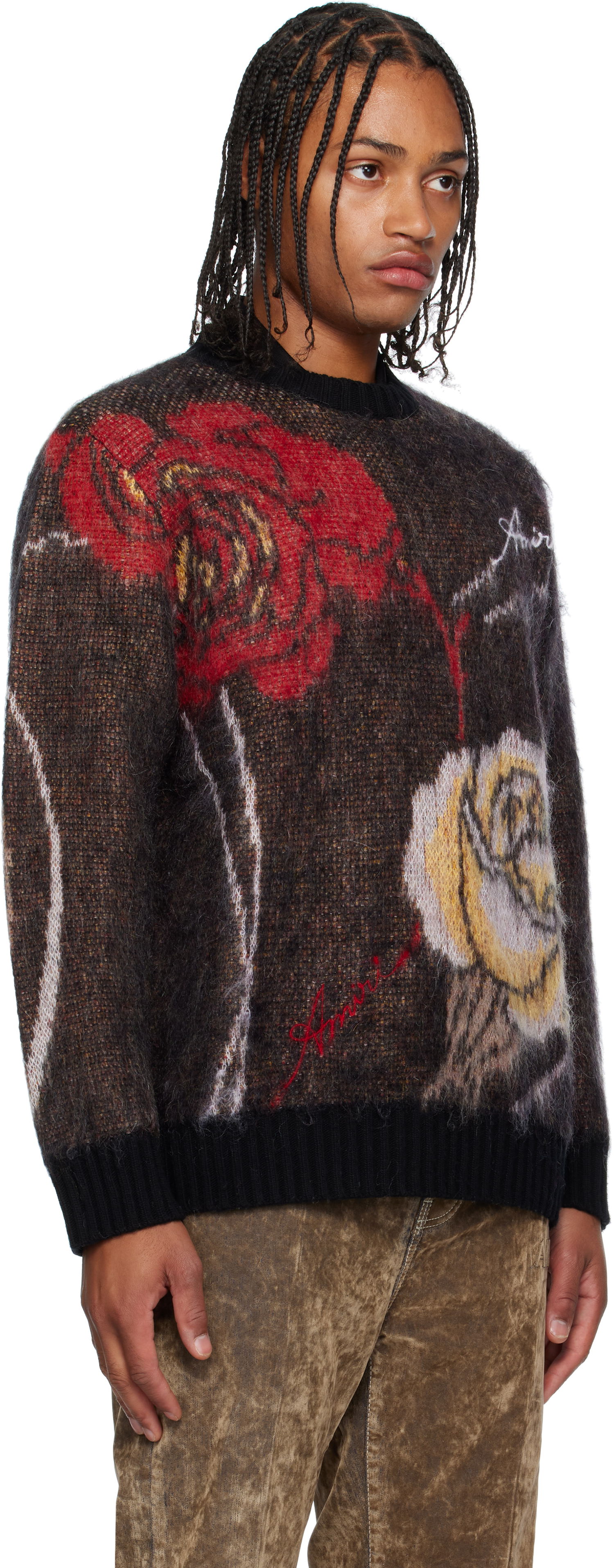 Sweater AMIRI AMIRI Floral Crewneck Sweater Sort | AMKNCW1098, 1