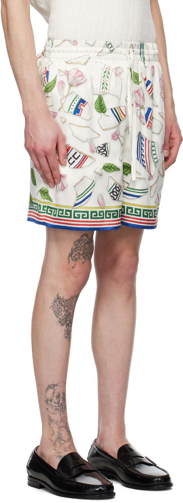 Shorts Casablanca Casablanca 'Le Vase Brise' Silk Shorts Hvid | MPS25-TR-012-02, 1