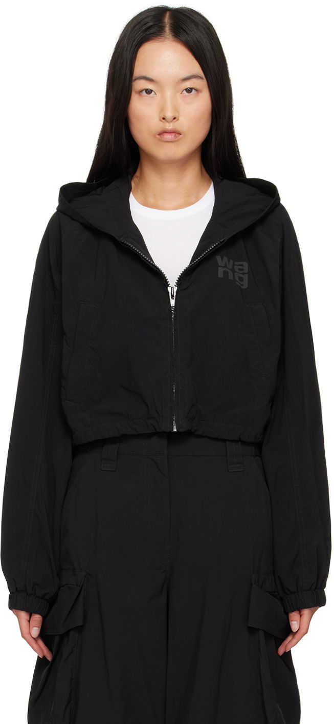 Sweatshirt Alexander Wang Alexander Wang Logo Cropped Hooded Jacket Sort | 4WC3242087