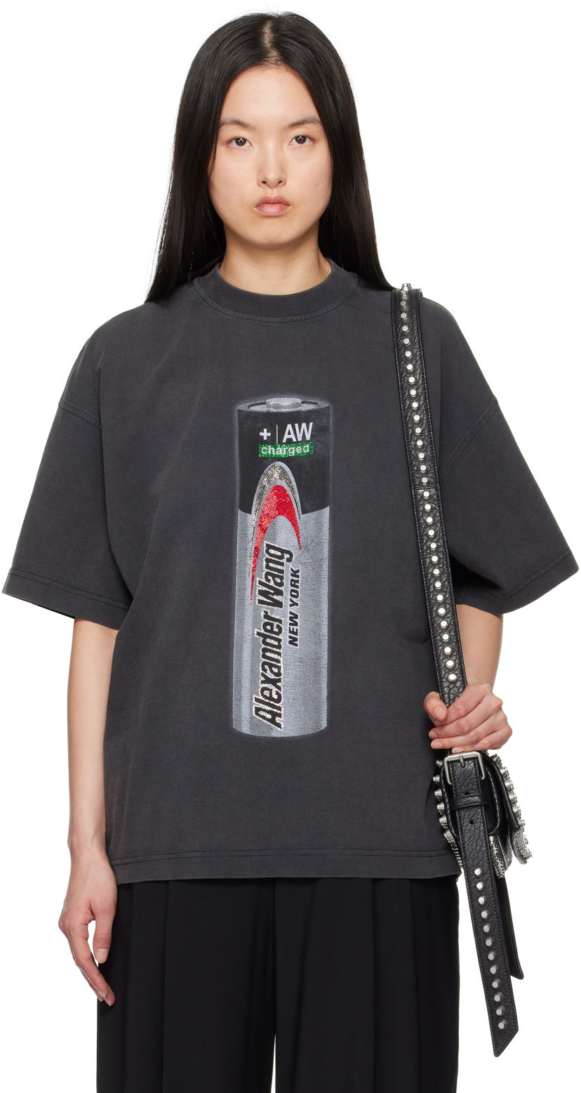 T-shirt Alexander Wang Alexander Wang Unisex Battery Logo-Print Graphic T-Shirt Sort | UCC2251832