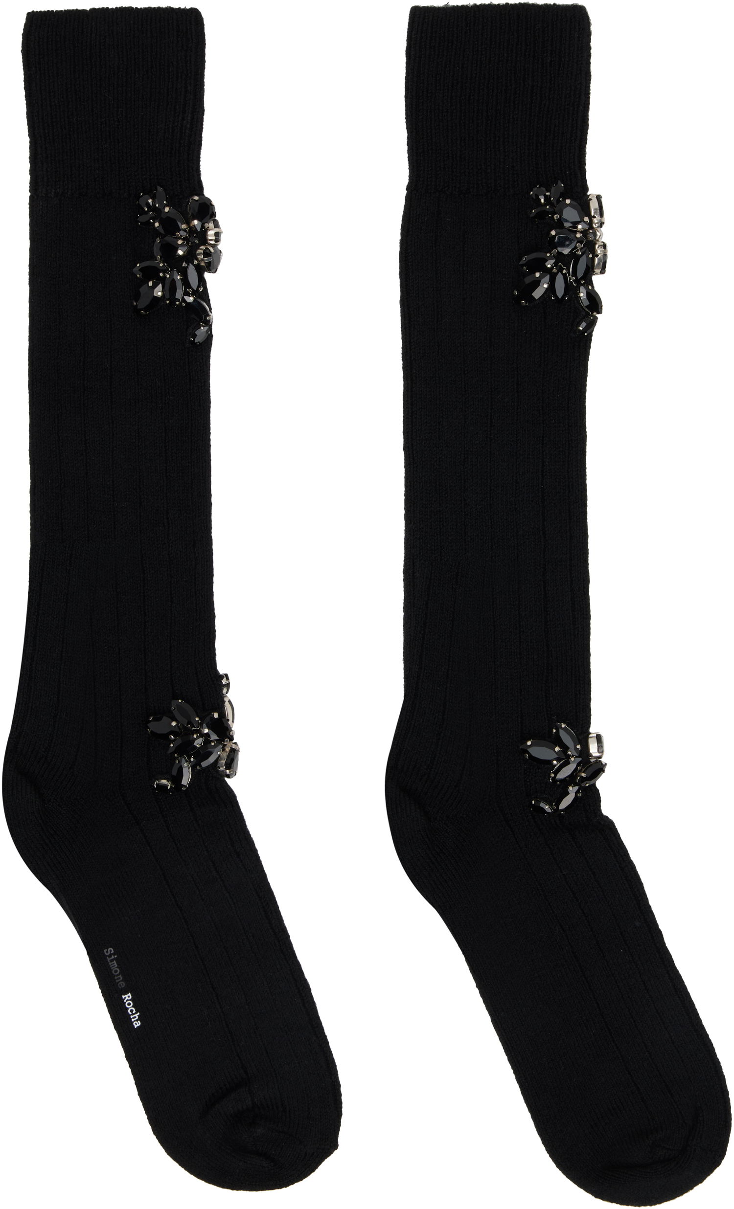 Sokker Simone Rocha Simone Rocha Embellished Rose Knee Socks Sort | SOCK63B 0634, 0