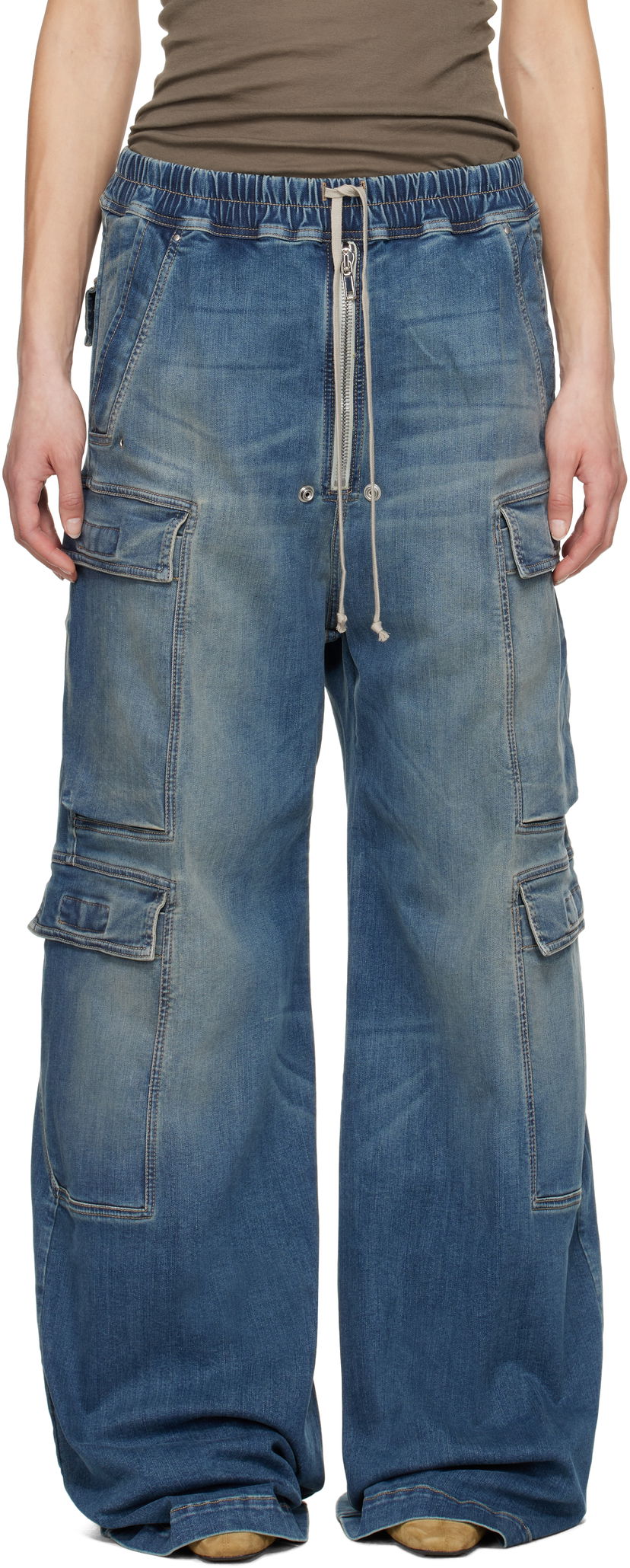 Jeans Rick Owens Rick Owens DRKSHDW Hollywood Jumbo Belas Denim Cargo Pants Blå | DS01E3324 SDWB