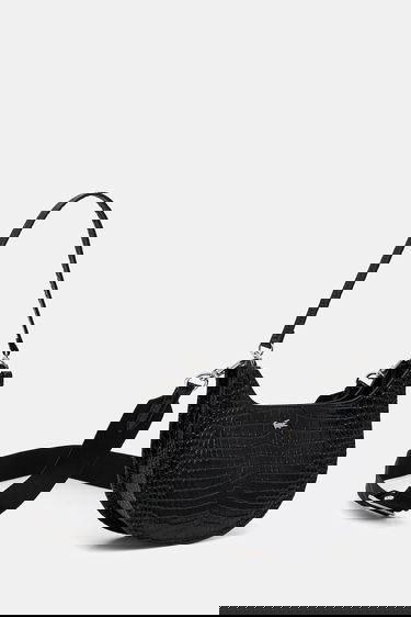 Skuldertaske Lacoste Lacoste Croc-Effect Shoulder Bag Sort | NF4980KL, 1