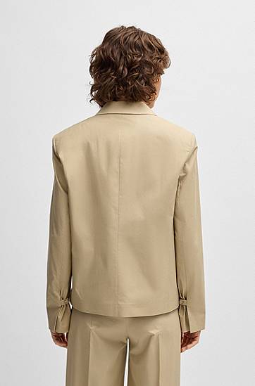 Jakke BOSS BOSS Airy Stretch Cotton Single-Button Blazer Beige | 50537453, 1