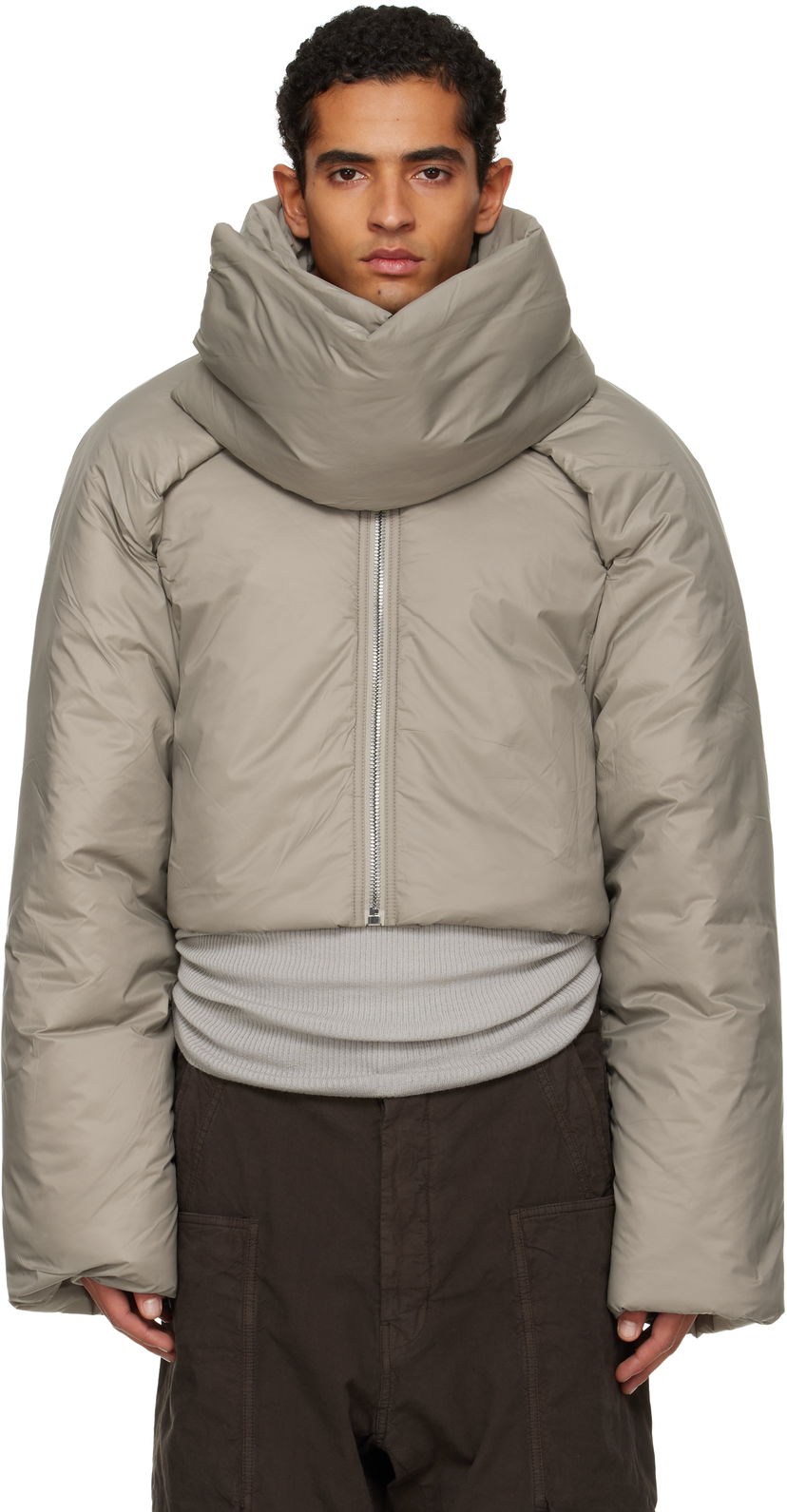 Puffer jakke Rick Owens Rick Owens DRKSHDW Concordians Convertible Cropped High-Neck Puffer Jacket Beige | DU02E7777 NP
