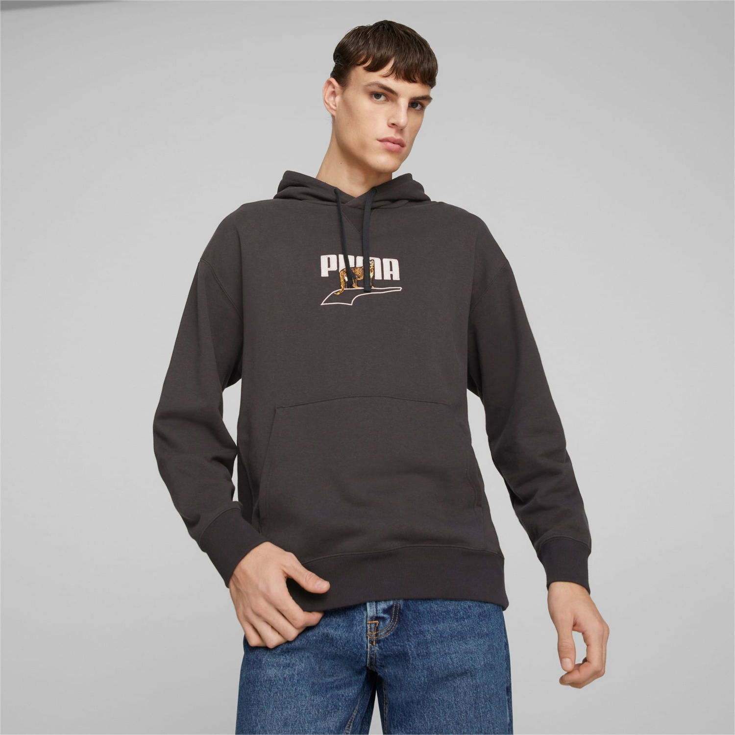 Sweatshirt Puma Felpa con cappuccio con Grå | 538244_01, 0