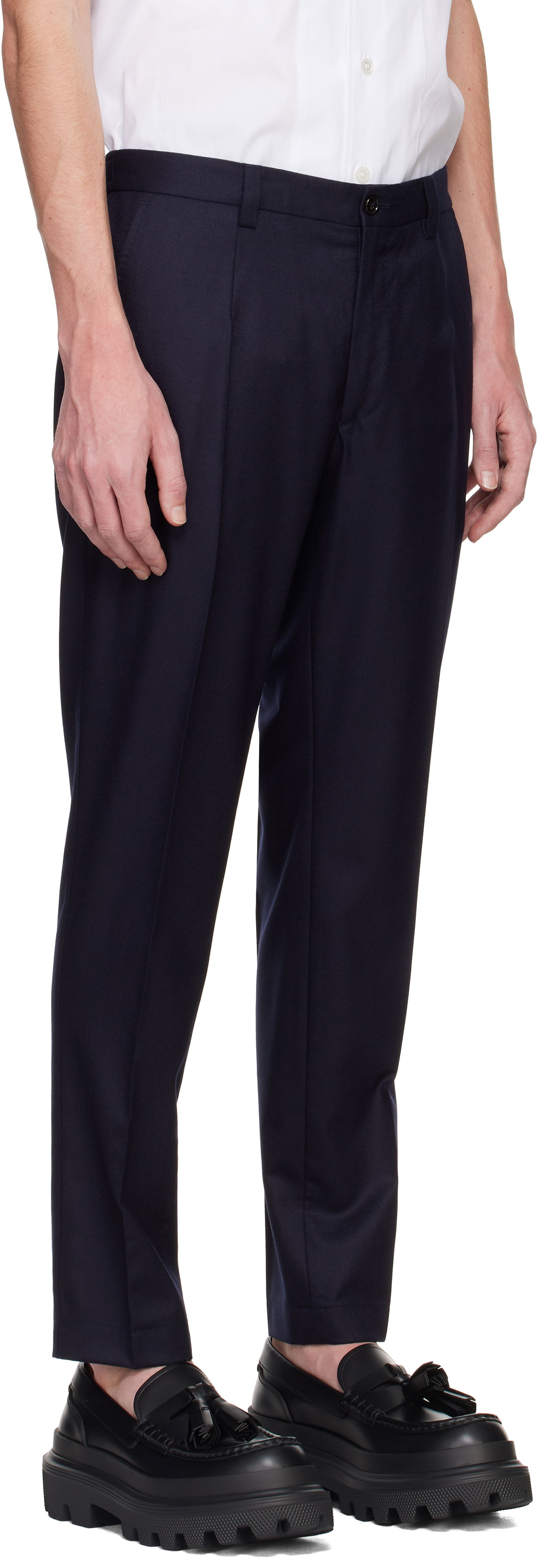 Bukser Dolce & Gabbana Tailored Flannel Trousers Blå | GW13ETFU21Q, 1