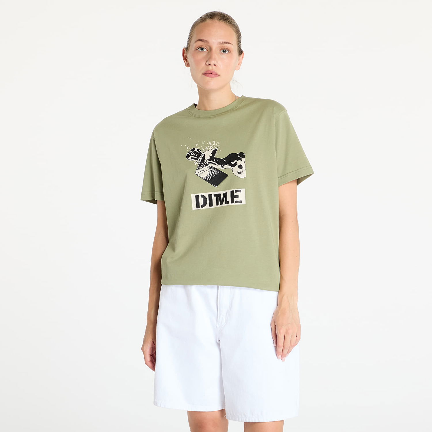 T-shirt Dime Ragequit T-Shirt UNISEX Warm Khaki Grøn | DIMESU2437KHA, 1