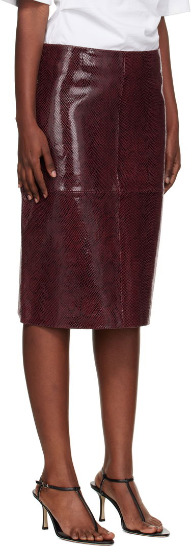 Nederdel Róhe Róhe Snake Leather Midi Skirt Bourgogne | 416-32-166, 1