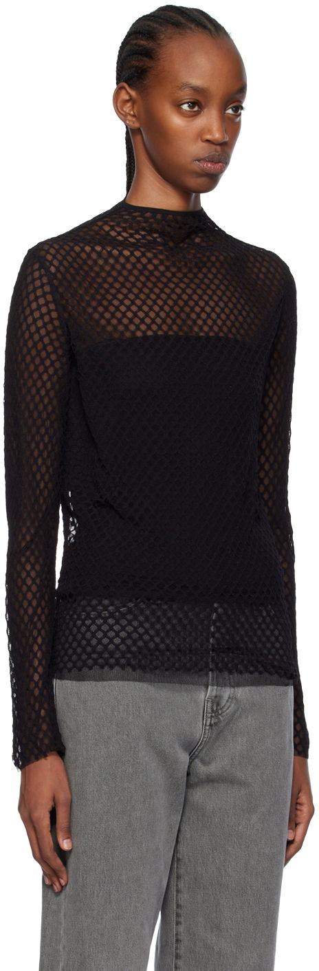 T-shirt TOTEME TOTEME Sheer Mock Neck Top Sort | 241-WRT1020-FB0084, 1