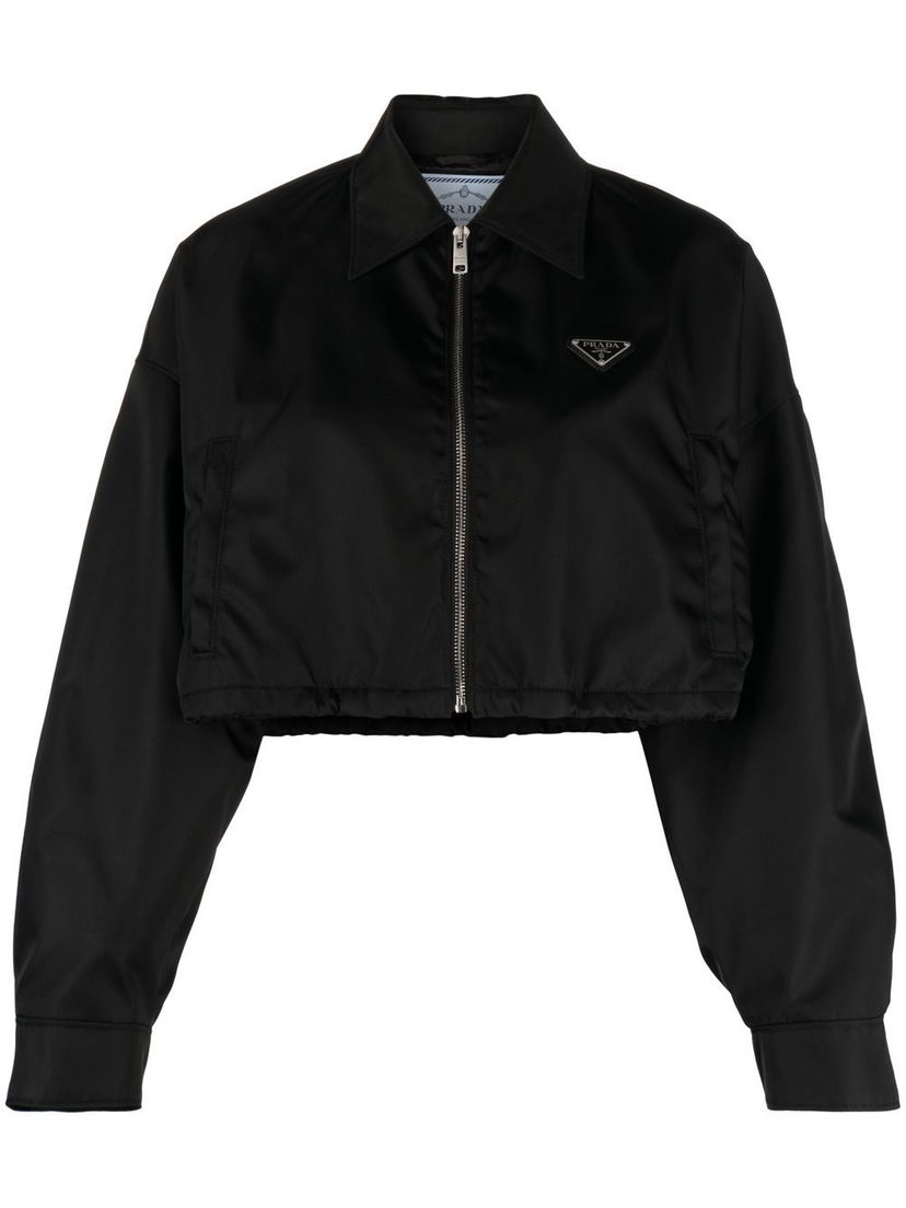 Bomberjakke Prada Cropped Bomber Jacket Sort | 292101S2311WQ8