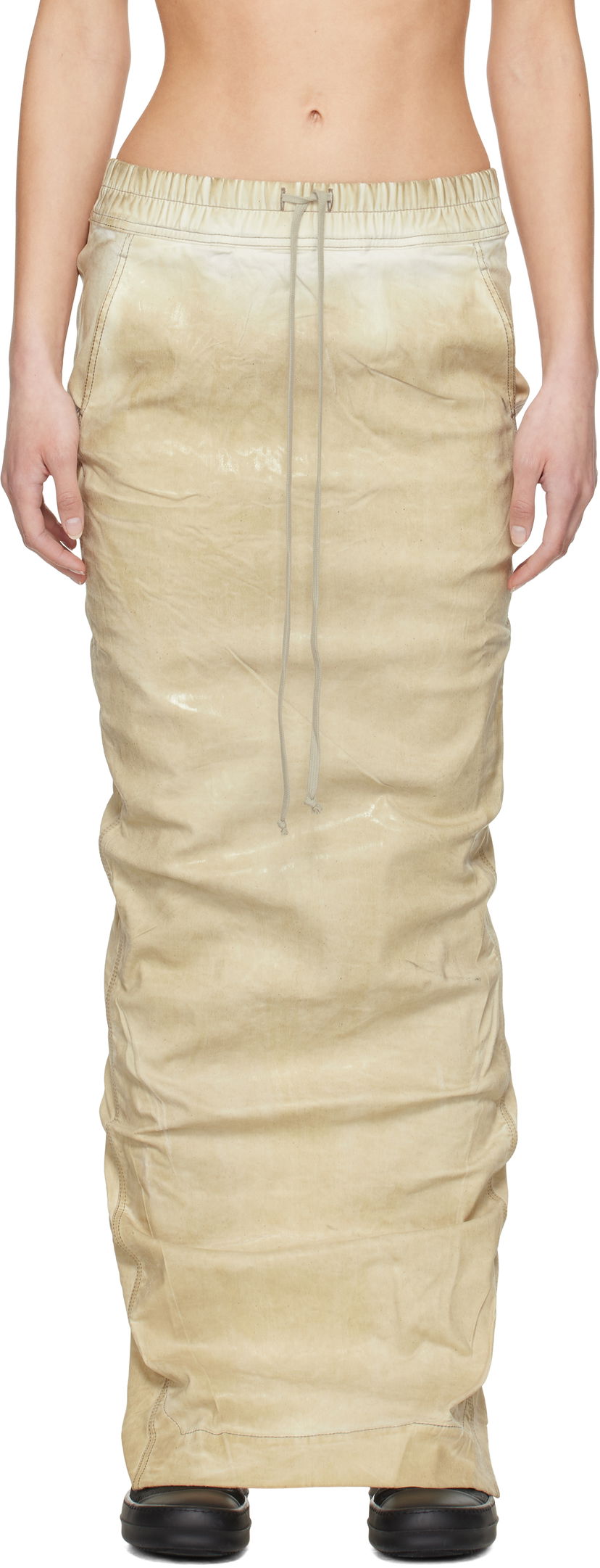 Nederdel Rick Owens Rick Owens DRKSHDW Hollywood Pull On Pillar Denim Maxi Skirt Beige | DS01E3332 SCF