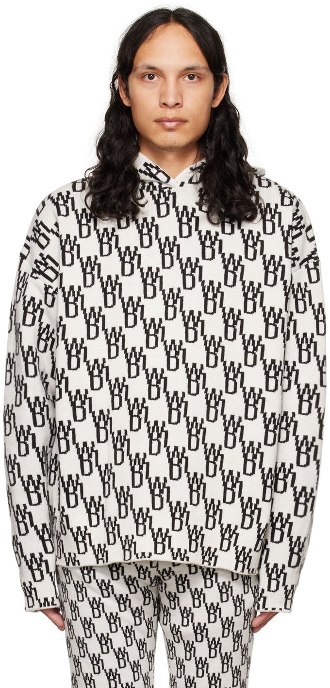 Sweater We11done We11done Graphic Print Hoodie Hvid | WD-KT3-22-628-U-IV, 0