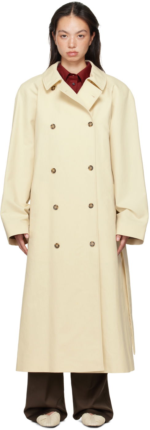 Trenchcoat Loulou de Saison Loulou de Saison Kamina Double-Breasted Trench Coat Beige | KAMINA