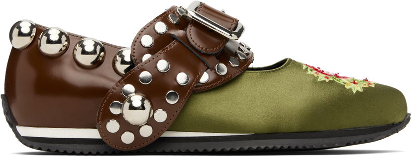 Kjole Chopova Lowena Chopova Lowena Spur Strap Mary Jane Ballerina Flats Grøn | 8404