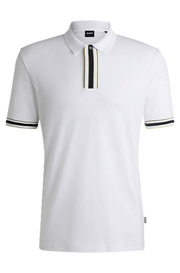 Polo skjorte BOSS Interlock Cotton Polo Shirt with Contrast Tipping Hvid | 50486186