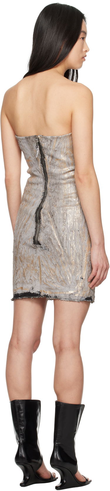 Kjole Rick Owens Rick Owens Hollywood Prong Denim Minidress Metalisk | RP01E7531 SGMC, 2
