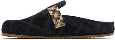 Tøj Burberry Burberry Check Suede Urchin Clogs Sort | 8113394, 2
