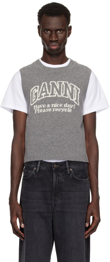 Sweater GANNI Ganni Graphic Knit Vest Grå | K2308, 0
